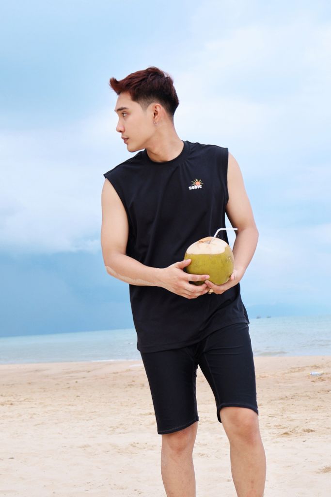 Áo Tank Rashguard đi biển Surfing Tank Summer Black, ảnh 6