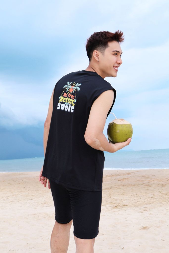 Áo Tank Rashguard đi biển Surfing Tank Summer Black, ảnh 7