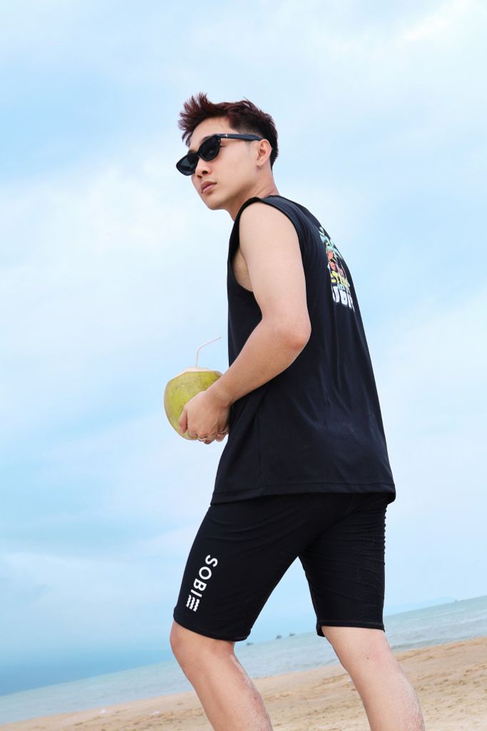 Áo Tank Rashguard đi biển Surfing Tank Summer Black, ảnh 8