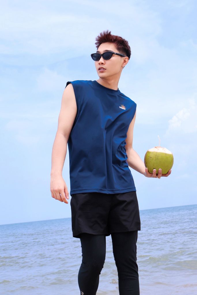 Áo Tank Rashguard biển Surfing Tank Summer Navy, ảnh 2