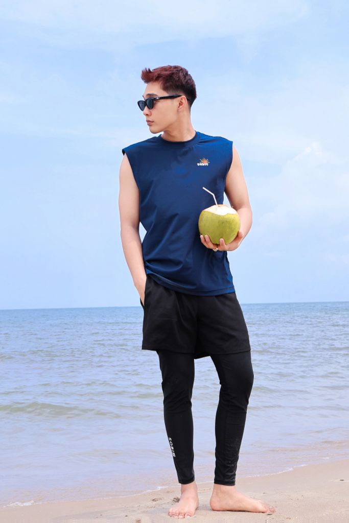 Áo Tank Rashguard biển Surfing Tank Summer Navy, ảnh 3