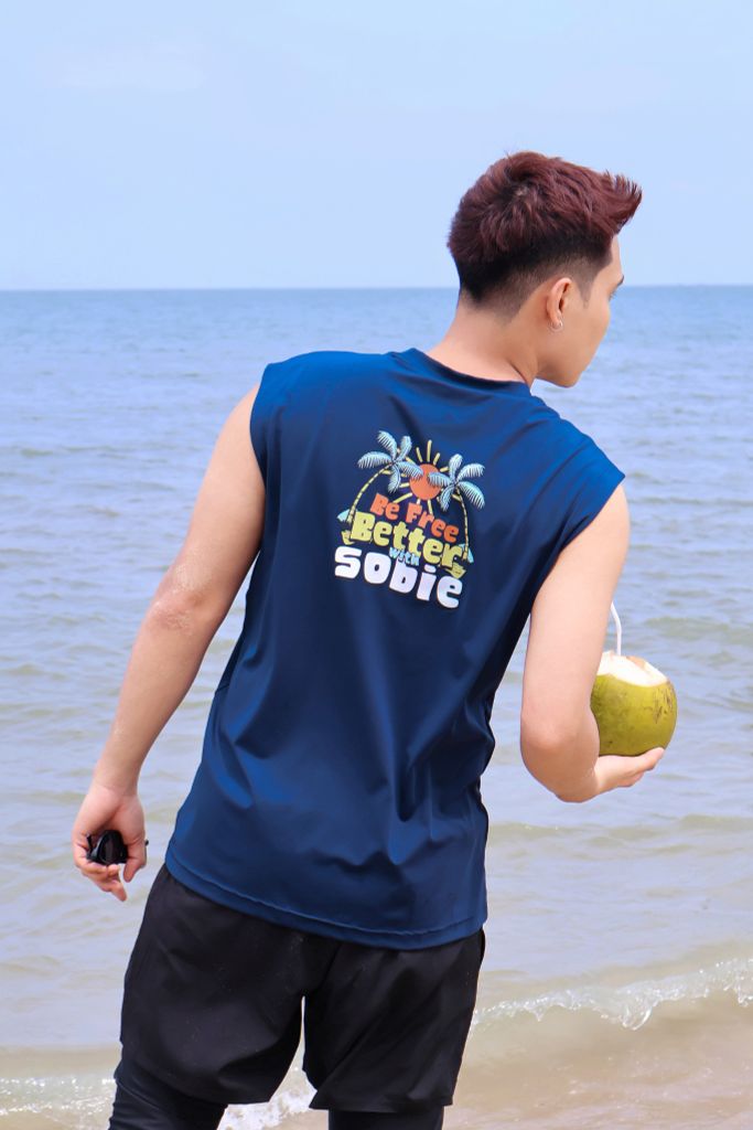 Áo Tank Rashguard biển Surfing Tank Summer Navy, ảnh 7
