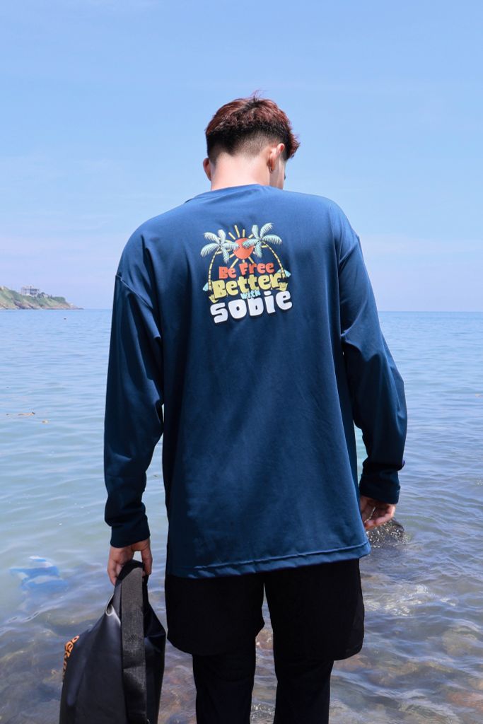 Áo tay dài đi biển Rashguard Loose Summer Navy, ảnh 9