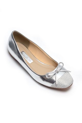 [Best Seller] Giày Búp Bê Nữ Bạc Lấp Lánh Mũi Vuông Nơ Merly 1202 Bigsize 35-43, Giày Bệt Nữ, Giày Bít Mũi, Giày Búp Bê Blingbling