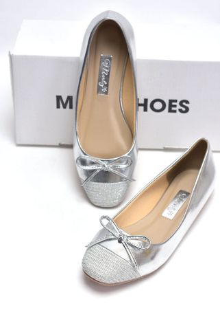 [Best Seller] Giày Búp Bê Nữ Bạc Lấp Lánh Mũi Vuông Nơ Merly 1202 Bigsize 35-43, Giày Bệt Nữ, Giày Bít Mũi, Giày Búp Bê Blingbling