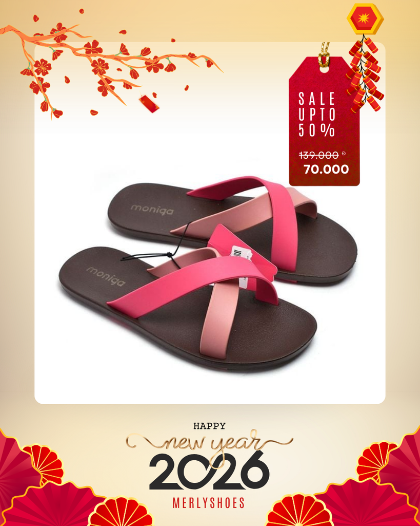 Dép Quai Ngang Nữ, Dép Hai Quai Ngang, Dép Nhựa Thái Lan quai chéo phối màu Moniga Ivy Color 2 1454N