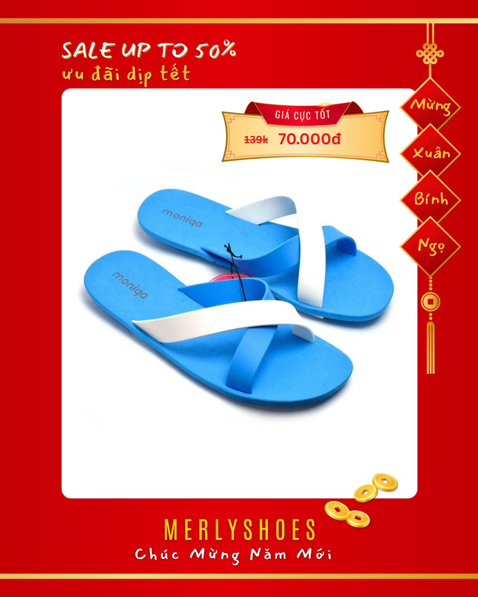 Dép Quai Ngang Nữ, Dép Hai Quai Ngang, Dép Nhựa Thái Lan quai chéo phối màu Moniga Ivy Color 2 1454N
