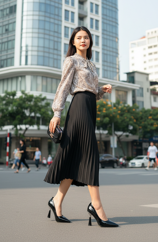 [Restock] Giày Cao Gót Đen Mũi Nhọn Da Bóng Gót 7cm Mạ Bạc Merly 1476 Size 35-43, Giày Đi Tiệc Nhẹ Sang Trọng, Giày Cao Gót Big Size, Giày Công Sở Nữ
