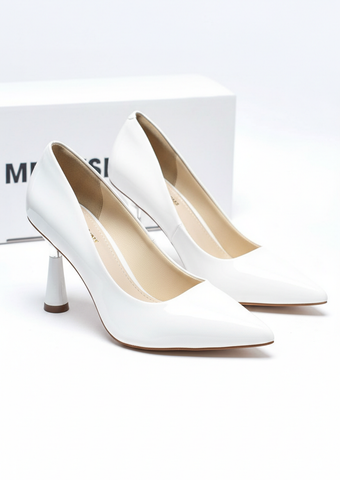 [New] Giày Cao Gót Trắng Mũi Nhọn Gót Bạc 7cm Merly 1476 Trắng Bóng Size 35-43, Giày Đi Tiệc Nhẹ Sang Trọng, Giày Cao Gót Big Size, Giày Công Sở Nữ