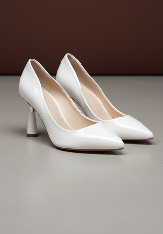 [New] Giày Cao Gót Trắng Mũi Nhọn Gót Bạc 7cm Merly 1476 Trắng Bóng Size 35-43, Giày Đi Tiệc Nhẹ Sang Trọng, Giày Cao Gót Big Size, Giày Công Sở Nữ