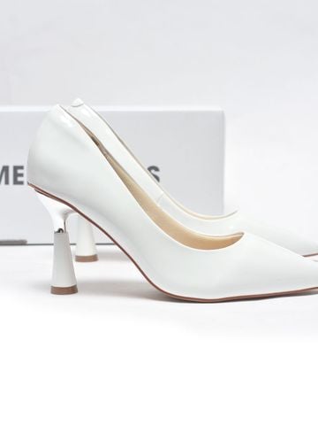 [New] Giày Cao Gót Trắng Mũi Nhọn Gót Bạc 7cm Merly 1476 Trắng Bóng Size 35-43, Giày Đi Tiệc Nhẹ Sang Trọng, Giày Cao Gót Big Size, Giày Công Sở Nữ