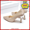 Giày Cao Gót Bít Mũi Nhọn 7cm Kem Nâu Micro Merly 1476, Giày Đi Tiệc Nhẹ Sang Trọng, Giày Cao Gót Big Size 35-43, Giày Công Sở Nữ