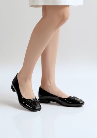 [New Color] Giày Búp Bê Đen Mũi Vuông Nơ Merly 1482 Đen Bóng Phong Cách Tiểu Thư, Giày Bít Mũi Nữ, Giày Công Sở Nữ, Giày Bệt Big Size, Giày Búp Bê Bigsize