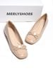 [New Color] Giày Búp Bê Kem Nude Bóng Mũi Vuông Nơ Merly 1482 Phong Cách Tiểu Thư, Giày Bít Mũi Nữ, Giày Công Sở Nữ, Giày Bệt Big Size, Giày Búp Bê Bigsize
