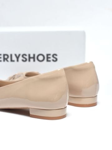 [New Color] Giày Búp Bê Kem Nude Bóng Mũi Vuông Nơ Merly 1482 Phong Cách Tiểu Thư, Giày Bít Mũi Nữ, Giày Công Sở Nữ, Giày Bệt Big Size, Giày Búp Bê Bigsize