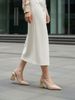 Giày Cao Gót Slingback Đế Vuông Mũi Nhọn Thon Chân Màu Kem Nude Bóng Merly 1490, Giày Bít Mũi, Giày Tiệc, Giày Công Sở Nữ, Giày Cao Gót Big Size