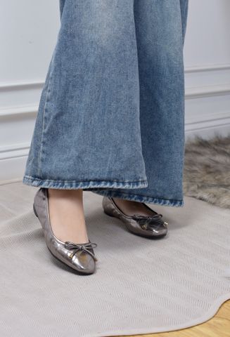 [Best Seller] Giày Bệt Bít Mũi Vuông Chần Chỉ Bigsize 35-43 Form Lớn Merly 1514 Chì Bạc, Giày Búp Bê Nữ, Giày Nữ Big Size, Giày Công Sở Nữ