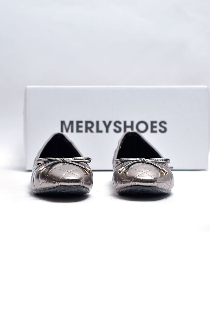 [Best Seller] Giày Bệt Bít Mũi Vuông Chần Chỉ Bigsize 35-43 Form Lớn Merly 1514 Chì Bạc, Giày Búp Bê Nữ, Giày Nữ Big Size, Giày Công Sở Nữ