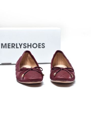 [New Color] Giày Bệt Đỏ Cherry Mũi Vuông Phong Cách Hàn Nơ Nhí Chần Chỉ Thủ Công, Giày Búp Bê Chính Hãng Merly 1514 Đỏ, Giày Nữ Big Size 35-43, Giày Đế Bệt, Giày Công Sở Nữ, Giày Nữ Phong Cách Hàn