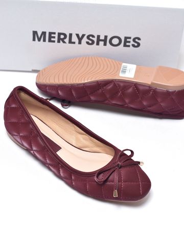 [New Color] Giày Bệt Đỏ Cherry Mũi Vuông Phong Cách Hàn Nơ Nhí Chần Chỉ Thủ Công, Giày Búp Bê Chính Hãng Merly 1514 Đỏ, Giày Nữ Big Size 35-43, Giày Đế Bệt, Giày Công Sở Nữ, Giày Nữ Phong Cách Hàn