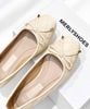 Giày Búp Bê Trắng Kem Nơ Nhí Merly 1514-FB Mũi Vuông Chần Chỉ Phong Cách Hàn, Giày Nữ Big Size 35-43, Giày Đế Bệt, Giày Công Sở Nữ, Giày Nữ Phong Cách Hàn