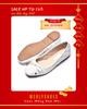 [Best Seller] Giày Mũi Vuông Nơ Nhí Phong Cách Hàn Chính Hãng Thương Hiệu Merly 1514 Màu Trắng, Giày Búp Bê Big Size Đế Bệt Da Chần Trám Chỉ Bông Mềm, Giày Da Công Sở, Giày Nữ Trắng