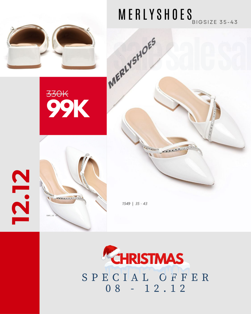 Dép Sục Mũi Nhọn Trắng Đế Vuông 3cm Big Size [35 - 43] Merly 1549 Trắng, Giày Dép Big Size, Giày Đi Tiệc, Giày Cưới Cô Dâu, Giày Dép Big Size Nữ, Cao Gót Đế Vuông 3cm