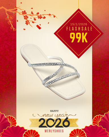 Dép Lê Nữ Đính Đá Dây Mảnh Big Size Nữ 35-43 Merly 1550 Trắng Ngà, Dép Da Cao Cấp, Dép Nữ Màu Trắng, Dép Đi Biển, Thương Hiệu Merly