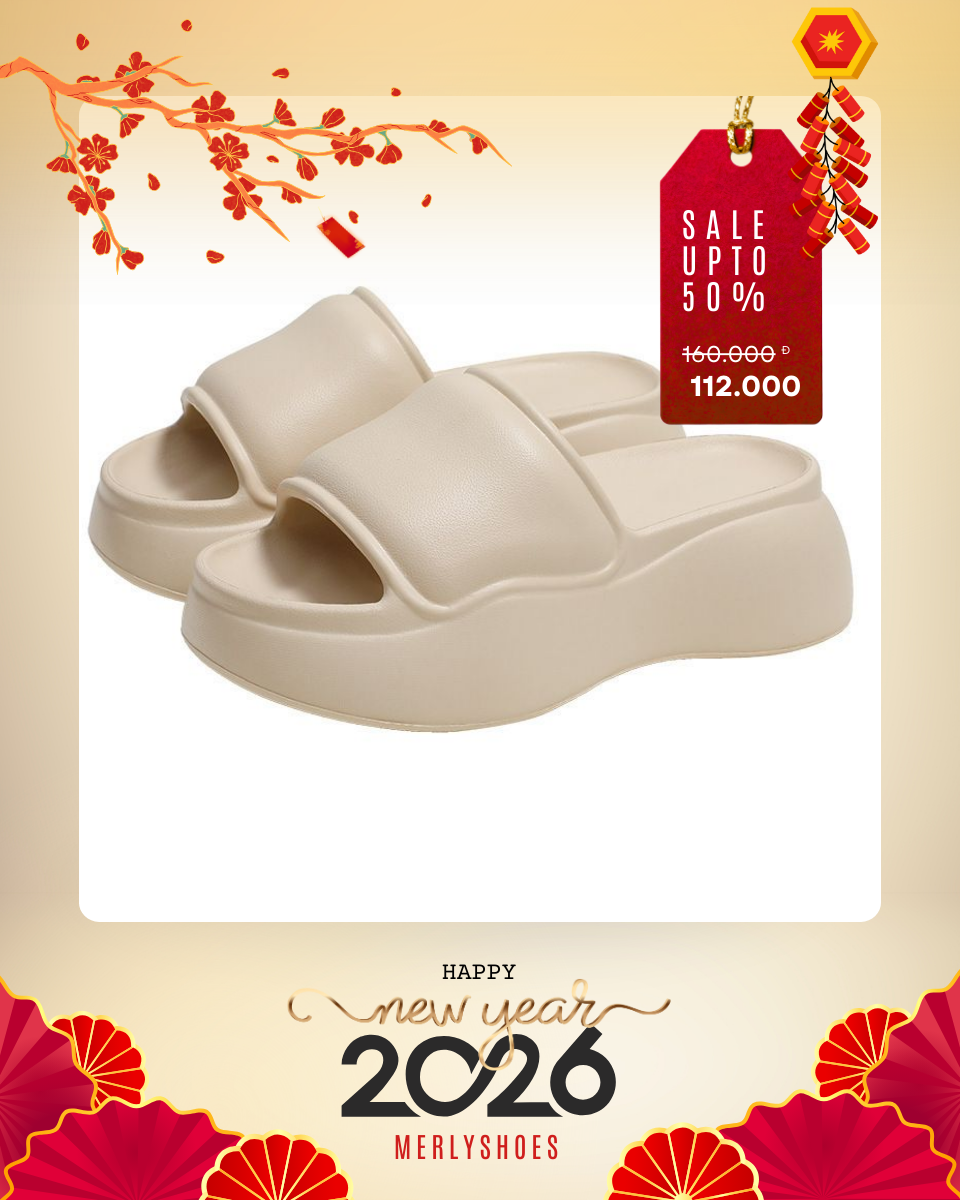 Dép Bánh Mì Nữ Đế Cao 5cm 1559N Big Size 36 - 41, Dép Nhựa Nữ, Dép Nhựa Quảng Châu Trắng/Hồng/Nude/Đen, Dép Đi Biển, Dép Nữ Quai Ngang, Dép Nữ Big Size