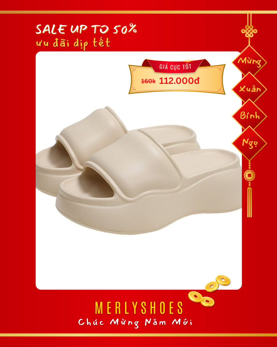 Dép Bánh Mì Nữ Đế Cao 5cm 1559N Big Size 36 - 41, Dép Nhựa Nữ, Dép Nhựa Quảng Châu Trắng/Hồng/Nude/Đen, Dép Đi Biển, Dép Nữ Quai Ngang, Dép Nữ Big Size