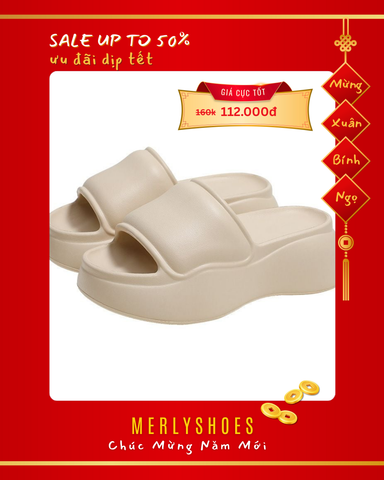 Dép Bánh Mì Nữ Đế Cao 5cm 1559N Big Size 36 - 41, Dép Nhựa Nữ, Dép Nhựa Quảng Châu Trắng/Hồng/Nude/Đen, Dép Đi Biển, Dép Nữ Quai Ngang, Dép Nữ Big Size