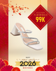 Dép Cao Gót 6cm Đế Vuông, Guốc Nữ Big Size 35-43, Dép Dây Mảnh Đính Đá Đi Tiệc, Guốc Cao Gót, Sandal Cao Gót Thương Hiệu Merly 1574 Trắng Kem