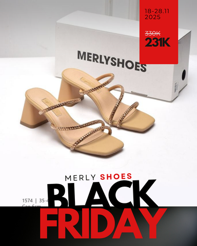 Dép Guốc Cao Gót Đế Vuông 6cm Dây Đính Đá Merly 1574 Màu Be Vàng x Đính Đá Nâu Tây, Giày Dép Sandal Đi Tiệc Big Size 35 - 43