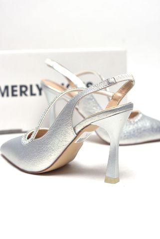 [New Color] Giày Cao Gót Bạc Đi Tiệc Mũi Nhọn 9cm Nhũ Dây Đá Chéo Big Size 35-43 Thương Hiệu Merly 1577 Bạc Gân, Giày Slingback, Sandal Bít Mũi Hở Gót, Giày Đi Tiệc, Giày Cưới Cô Dâu, Giày Cao Gót Big Size