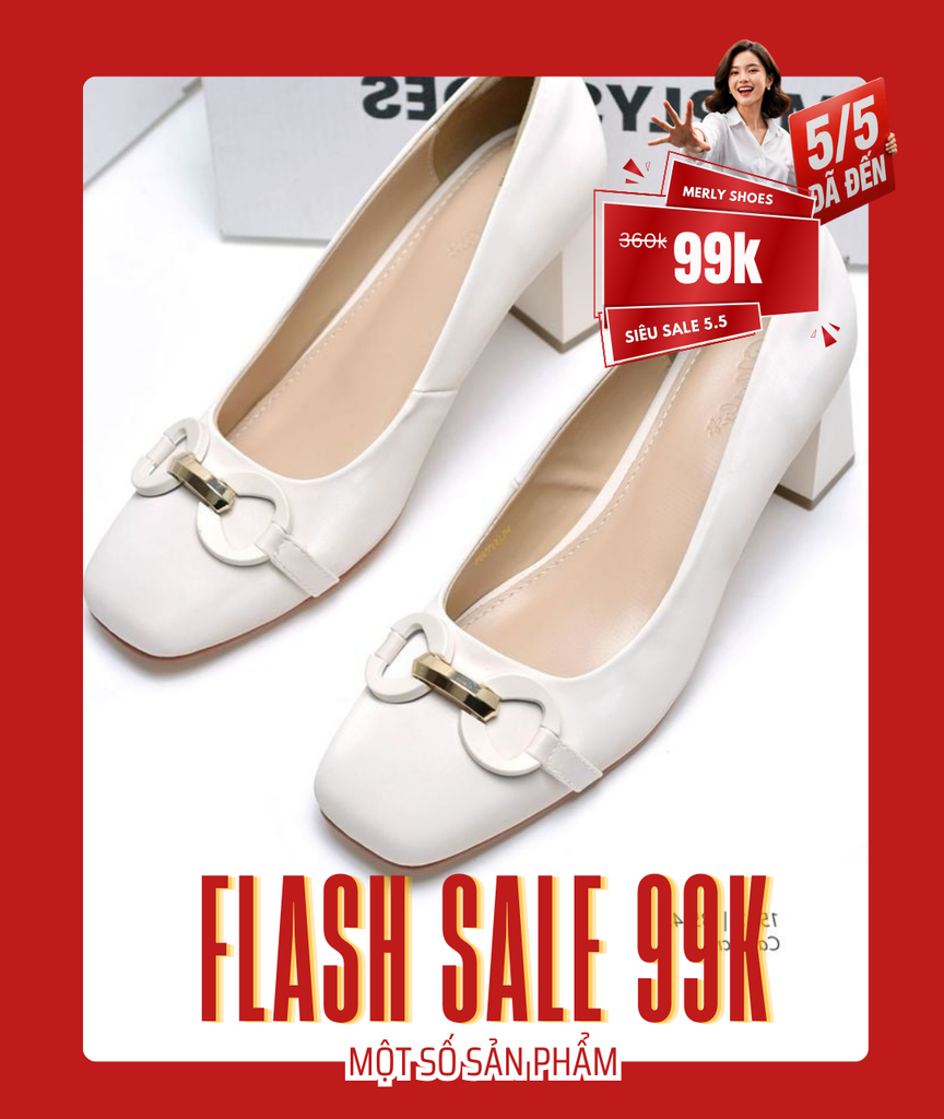 Giày Cao Gót Mũi Vuông Đế Vuông Trụ 6cm Khóa Ngang Merly 1581-6p Trắng Ngà, Giày Cao Gót Big Size 35-43, Giày Bít Mũi Nữ, Giày Công Sở Nữ, Giày Mũi Vuông Da Microfiber Mềm Mát & Chống Bám Bẩn Cao, Giày Cao Gót Big Size