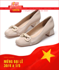 Giày Cao Gót Mũi Vuông Đế Thấp 3cm Khóa GC Sang Trọng Merly 1581-3p Màu Kem Nâu (Nude), Giày Cao Gót Bigsize, Giày Bít Mũi Nữ, Giày Công Sở Nữ Êm Chân, Giày Mũi Vuông