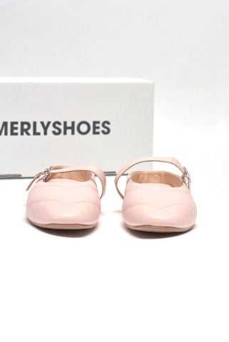 [New Color] Giày Sục Nữ Quai Ngang Mũi Vuông Chần Chỉ Trám Merly 1584 Hồng Pastel Bigsize 35-43, Giày Búp Bê Hồng, Giày Bít Mũi Hở Gót Đế Cao Su Chống Trơn, Giày Bệt Nữ, Giày Dép Nữ Big Size