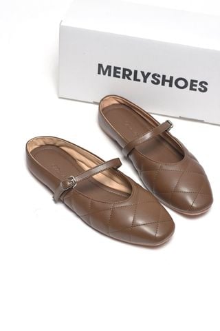 Giày Sục Nữ Bệt Bigsize Nâu Merly 1584, Dép Sục Bít Mũi