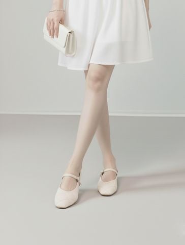 [New Color] Giày Sục Nữ Quai Ngang Mũi Vuông Chần Chỉ Trám Merly 1584 Trắng Hồng Bigsize 35-43, Giày Búp Bê Trắng, Giày Bít Mũi Hở Gót Đế Cao Su Chống Trơn, Giày Bệt Nữ, Giày Dép Nữ Big Size