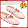 [New Color] Giày Sục Nữ Quai Ngang Mũi Vuông Chần Chỉ Trám Merly 1584 Hồng Pastel Bigsize 35-43, Giày Búp Bê Hồng, Giày Bít Mũi Hở Gót Đế Cao Su Chống Trơn, Giày Bệt Nữ, Giày Dép Nữ Big Size