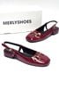 Giày Búp Bê Đỏ Cherry Bóng Merly 1585-2P Mũi Vuông Gót 2cm Khoá GC, Sandal Bít Mũi Hở Gót, Giày Bệt Nữ, Giày Slingback, Giày Đế Vuông