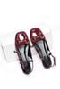 [New Color] Giày Búp Bê Đỏ Bóng Merly 1585-2P Mũi Vuông Gót 2cm Khoá GC, Sandal Bít Mũi Hở Gót, Giày Bệt Nữ, Giày Slingback, Giày Đế Vuông