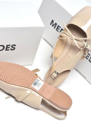 [New Color] Giày Búp Bê Tiểu Thư Buộc Nơ Merly 1586 Kem Bóng, Giày Nữ Big Size 35-43, Giày Búp Bê Quai Ngang, Giày Bệt Nữ, Giày Búp Bê Màu Nude