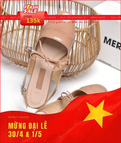 Giày Búp Bê Tiểu Thư Buộc Nơ, Giày Nữ Merly 1586 Nâu Kem, Giày Nữ Big Size 35-43, Giày Búp Bê Quai Ngang, Giày Bệt Nữ, Giày Búp Bê Màu Nude