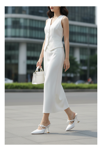 [Restock] Giày Cưới Cô Dâu, Sục Cao Gót Trắng Mũi Nhọn Quai Ngang Buộc Nơ Tiểu Thư Merly 1587 Trắng, Giày Cao Gót Bigsize, Giày Cao Gót Tiểu Thư, Giày Đi Tiệc, Giày Sục Cao Gót, Dép Cao Gót