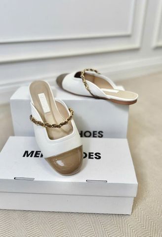 Giày Sục Nữ Quai Ngang Xích Mũi Tròn Merly 1589 Kem x Nâu Cà Phê, Dép Sục Bigsize 35-43, Dép Lê Nữ, Dép Bít Mũi