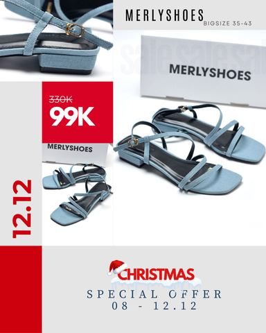 Giày Sandal Nữ Dây Mảnh Đế Vuông 2cm Merly 1590 Xanh, Xăng Đan Nữ Big Size 35-43, Dép Sandal Nữ Màu Xanh Jean