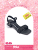 Giày Sandal Tiểu Thư Quai Ngang Voan Phồng Đế Vuông 3cm Thương Hiệu Merly 1595 Đen, Giày Đi Với Áo Dài, Giày Đi Dự Tiệc Cưới, Dép Xăng Đan Nữ, Giày Nữ Big Size, Xăng Đan Cao Gót, Sandal Nữ Big Size