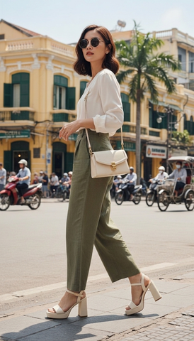 [10cm] Giày Sandals Đúp Mũi Quai Ngang Đế Vuông Cao 10cm Merly 1597-10P Trắng Kem Ivory Size 35-42, Sandal Cao Gót, Xăng Đan Cao Gót, Sandal Bigsize, Giày Cao Gót Big Size, Giày Tăng Chiều Cao Cho Nữ