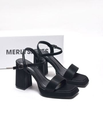 [10cm] Giày Sandal Cao Gót Đế Vuông Có Đúp Mũi Êm Chân Merly 1597-10p Đen Huyền Mịn Size 35-42, Sandal Cao Gót, Xăng Đan Cao Gót, Sandal Bigsize, Giày Cao Gót Big Size, Giày Tăng Chiều Cao Cho Nữ